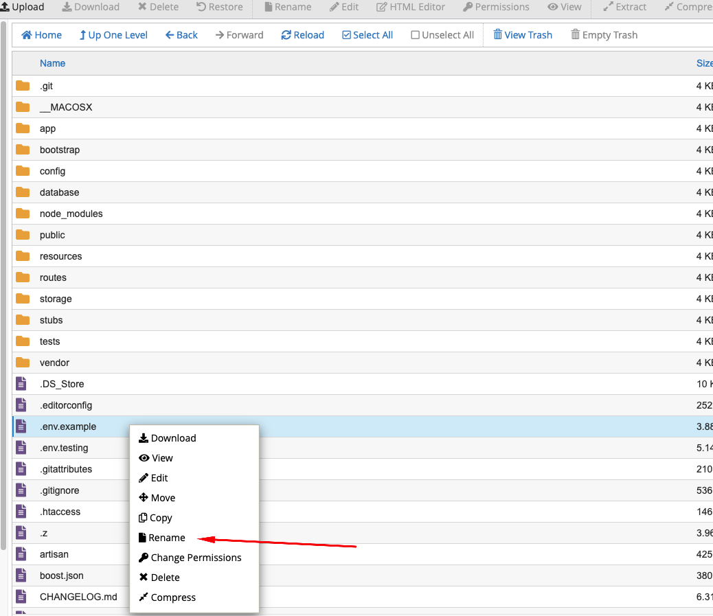 Rename .env.example Step 2