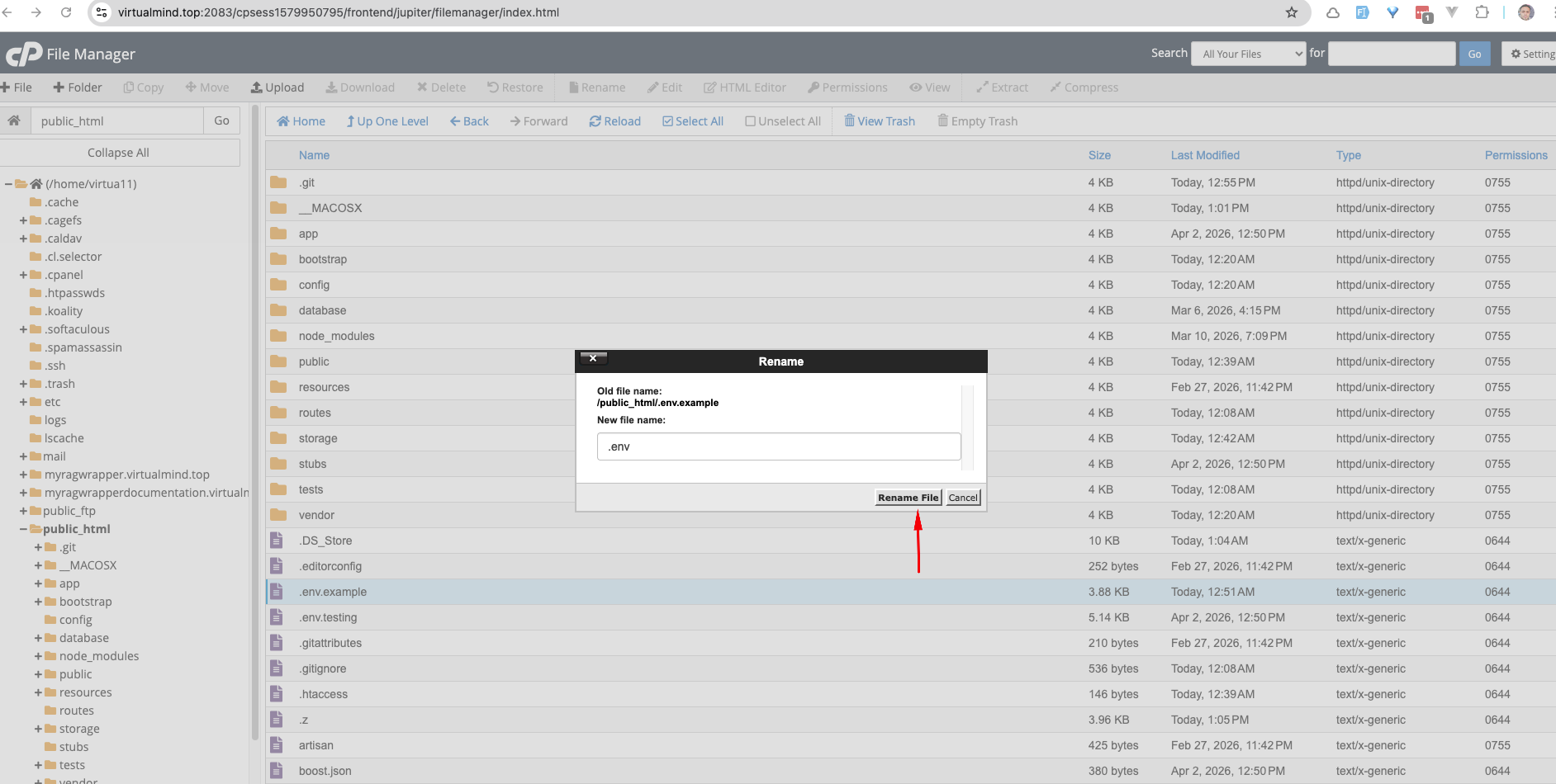 Rename .env.example Step 2
