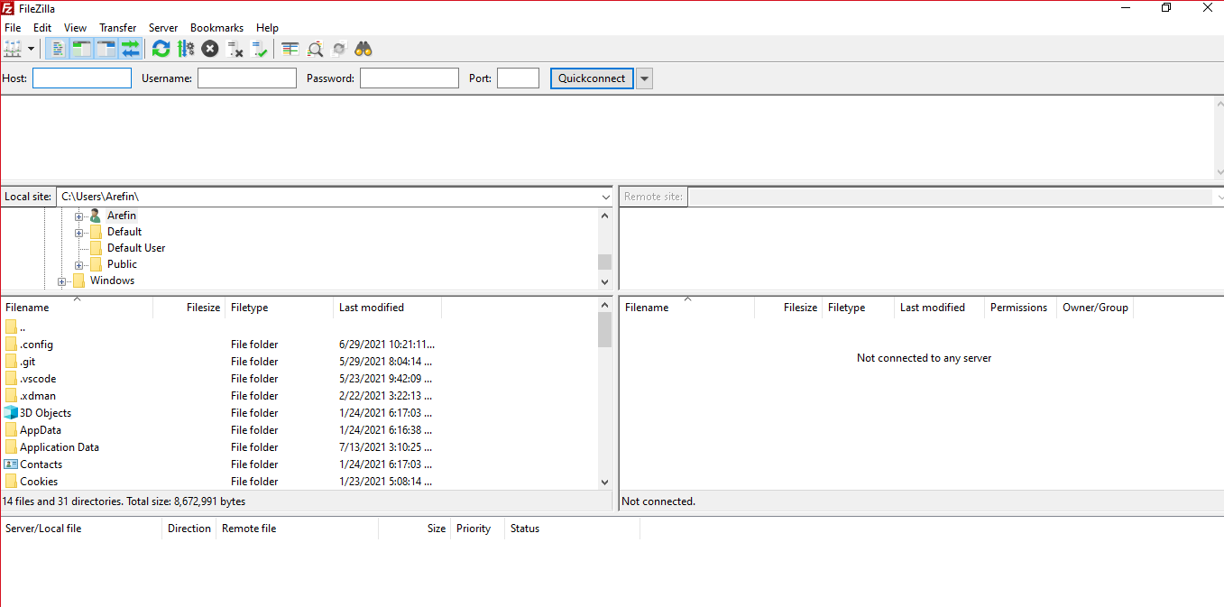 FileZilla Interface